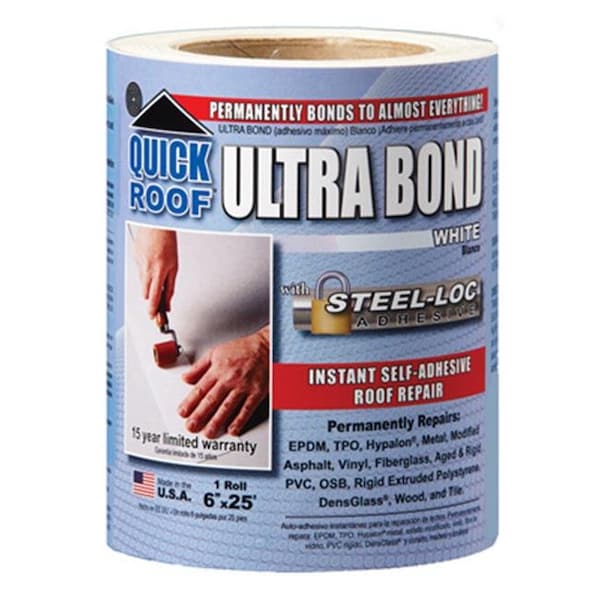Cofair Products UBW625 6 in. x 25 ft. White Ultra Bond Instant Self-Adhesive Roof Repair 167051 - main
